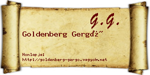 Goldenberg Gergő névjegykártya